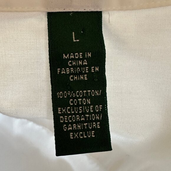 Lauren Ralph Lauren Women's Classic White Button Up Long Sleeve Shirt Size Large - Picture 8 of 9